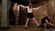 Bokep Hot Hot redhead teen Sadie Kennedy tied up and spreaded in eagle bondage and got pussy vibrated then master fucked her with dick on a stick in doggy position 3gp