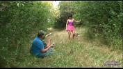 Video Bokep Hot Two old men convince a young brunette to fuck with them in the woods